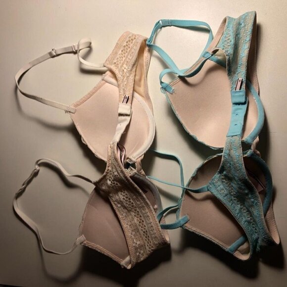 Victoria's Secret Underwire Bra Blue and Beige RN54867 Size 34A #4113-8 - Picture 4 of 7